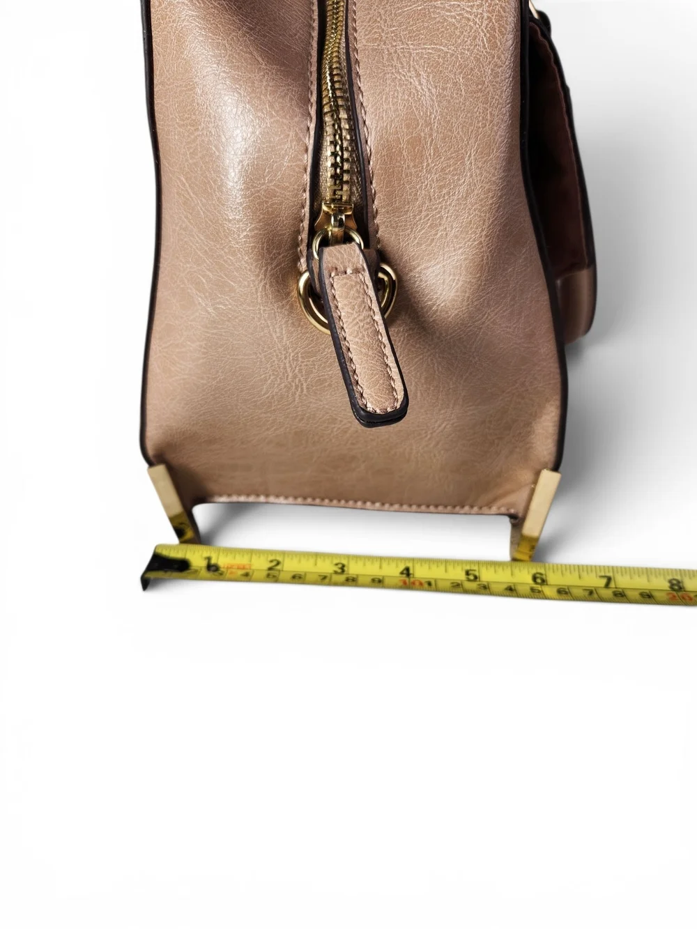 ALDO Taupe Top Handle Satchel Handbag Crossbody Shoulder Bag Gold Hardware Purse